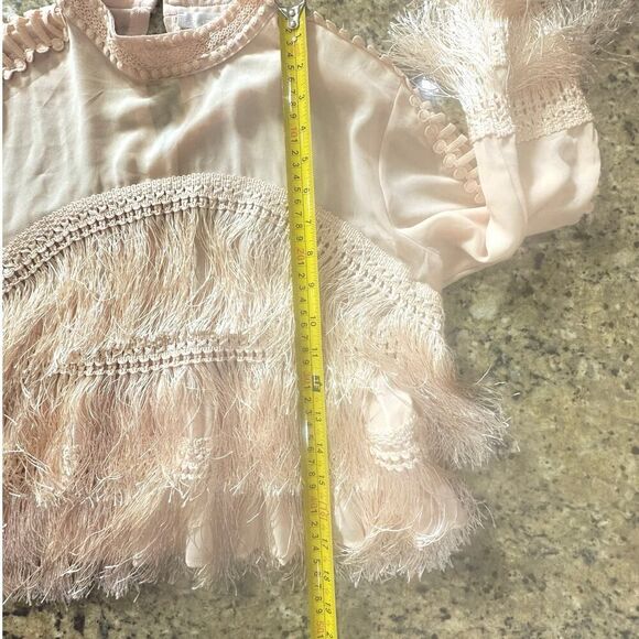 Coastal Cowgirl Blouse Layered Fringe Romantic Sleeve Cutouts Top Size Large - Picture 11 of 14